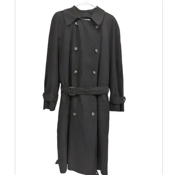 Ralph Lauren Blue Label Vintage Double-Breasted Unisex Trench Coat EUC Black 40R - Picture 4 of 10